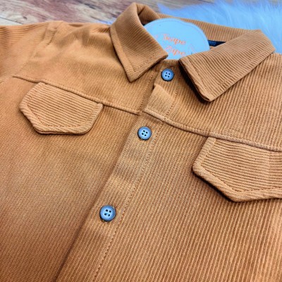 Conj. Camisa Cotele Canelada e Calça de Moletom - Ferrugem e Chumbo